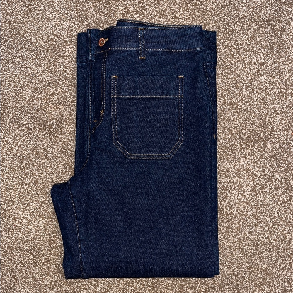 Sanctuary Denim The Marine Crop Standard Rise Wide Leg Size 30 Blue Jeans